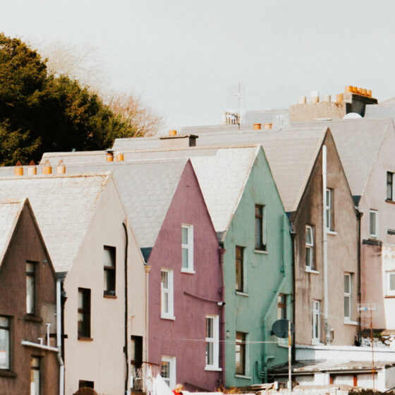 Colorful row houses built on hill