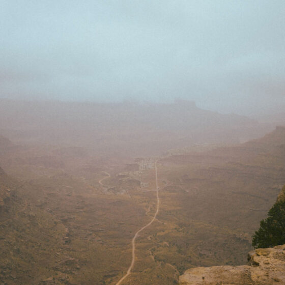 Long road through dry canyon