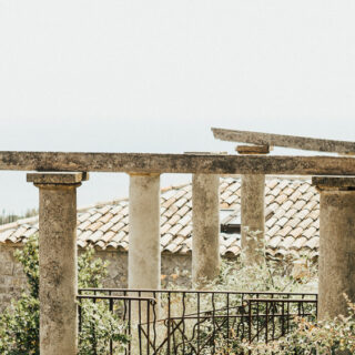 Old pillars with fence